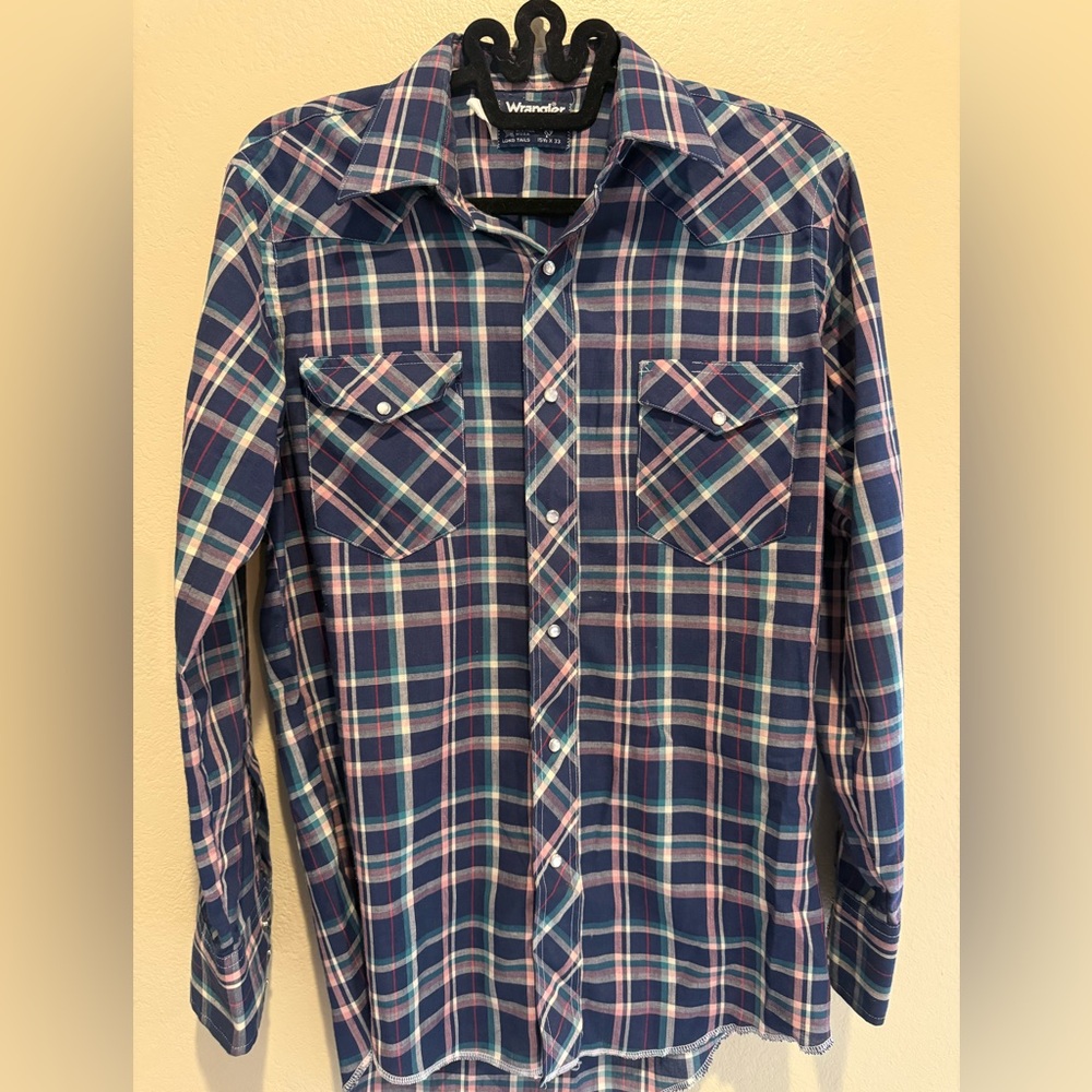 Wrangler Pearl Snap Plaid Western Shirt